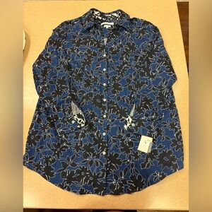 🔴Nordstrom Black and Blue Floral Button Down Shirt